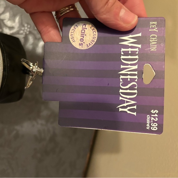 Claire's Wednesday Purple and White Keychain - Picture 3 of 10